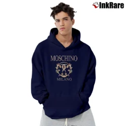 Men’s Moschino Milano Logo Graphic Pullover Hoodie in navy | Cozy, Durable, Modern Fit