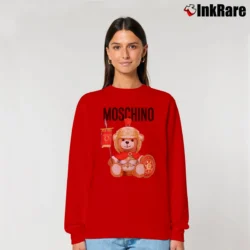 Women’s Moschino Teddy Bear Logo Relaxed Sweatshirt in red | Soft, Laid-Back Vibe