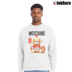 Men’s Moschino Teddy Bear Logo Crewneck Sweatshirt in white | Cozy Fabric, Clean Style