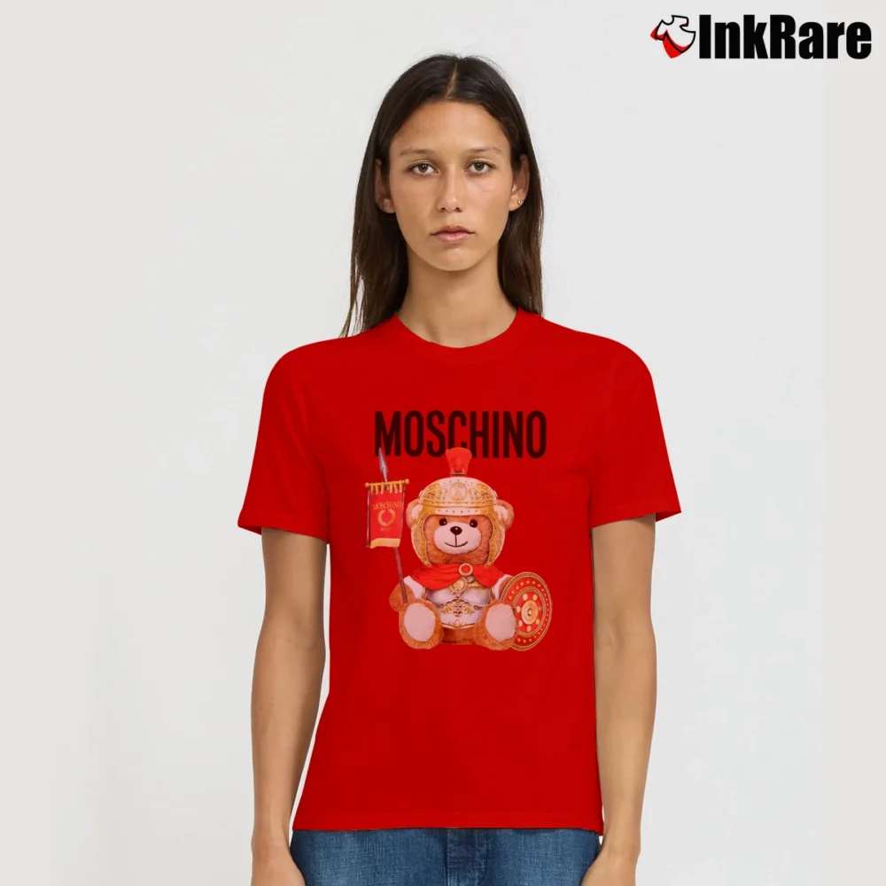 Women’s Moschino Teddy Bear Logo Signature T-Shirt in red | Soft, Flattering Fit