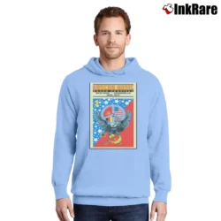 Men’s Moscow Music Festival Poster 80s Rock Motley Crue Bon Jovi Skid Row B24 Pullover Hoodie in light blue | Cozy, Durable, Modern Fit