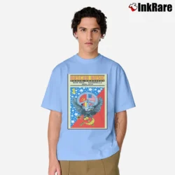 Men’s Moscow Music Festival Poster 80s Rock Motley Crue Bon Jovi Skid Row B24 Classic T-Shirt in light blue | Soft, Breathable Everyday Wear