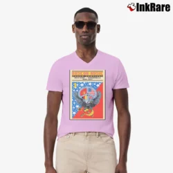 Men’s Moscow Music Festival Poster 80s Rock Motley Crue Bon Jovi Skid Row B24 V-Neck Tee in light pink | Sharp, Breathable, Everyday Staple