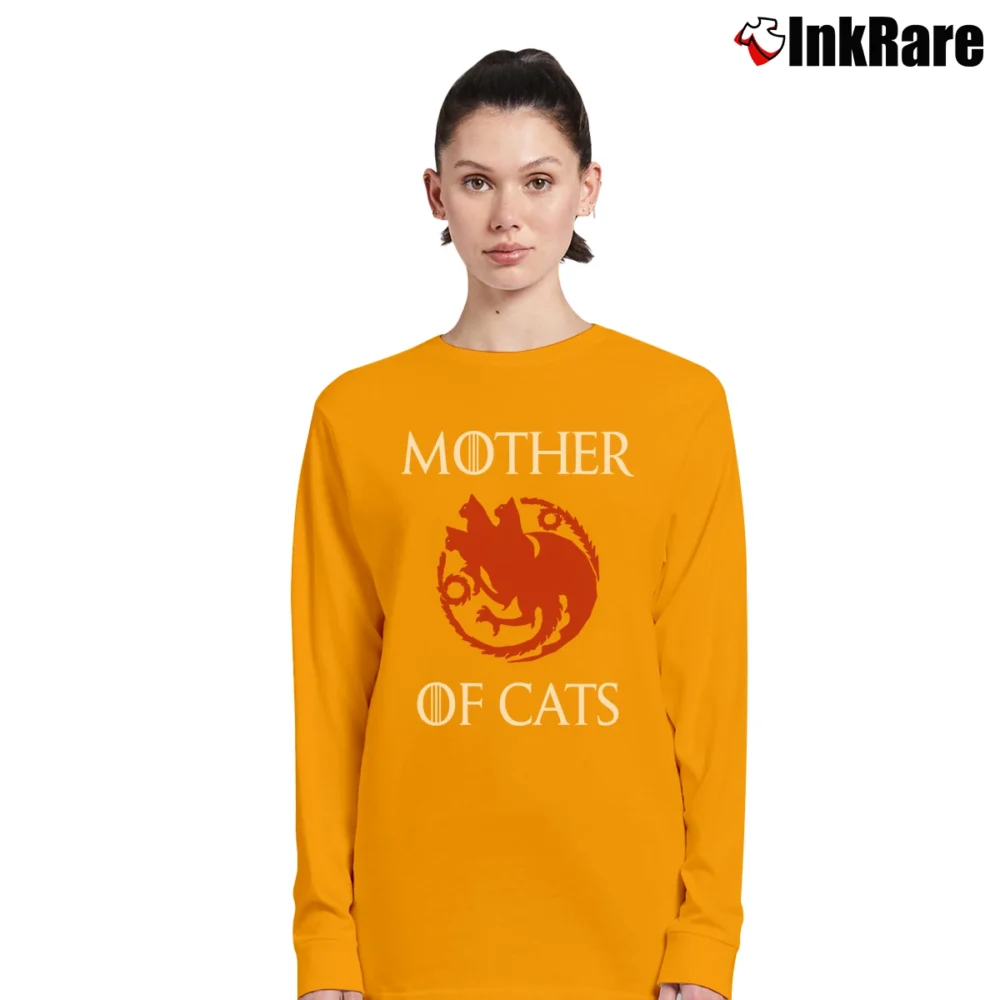 Women’s Mother Of Cat Game Of Thrones Inspired Long-Sleeve Top in orange | Sleek, Versatile, All-Season