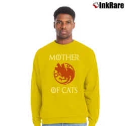 Men’s Mother Of Cat Game Of Thrones Inspired Crewneck Sweatshirt in yellow | Cozy Fabric, Clean Style