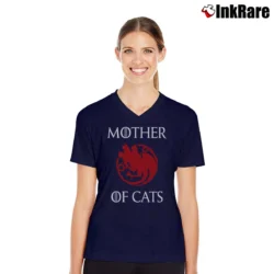 Women’s Mother Of Cat Game Of Thrones Inspired V-Neck Tee in navy | Chic Neckline, Soft Texture