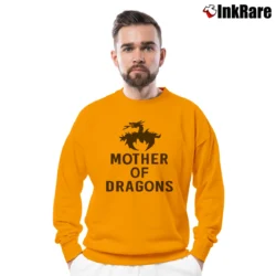 Men’s Mother Of Dragons Baby Dragon Matching Family Crewneck Sweatshirt in orange | Cozy Fabric, Clean Style