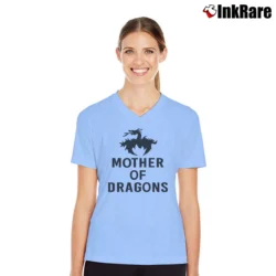 Women’s Mother Of Dragons Baby Dragon Matching Family V-Neck Tee in light blue | Chic Neckline, Soft Texture
