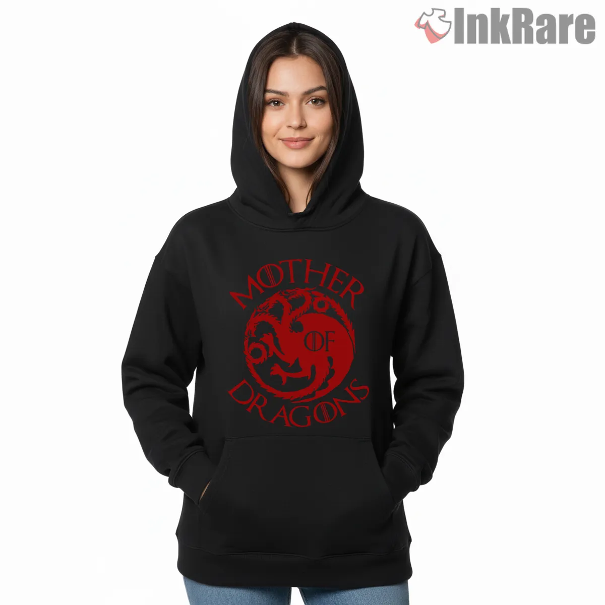 Mother Of Dragons Red Emblem Bold Circle Hoodie Black Mother Of Dragons Red Emblem Bold Circle Shirt on black hoodie for women graphic tee