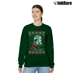 Women’s Mother Of Dragons Ugly Christmas Style Relaxed Sweatshirt in forest green | Soft, Laid-Back Vibe