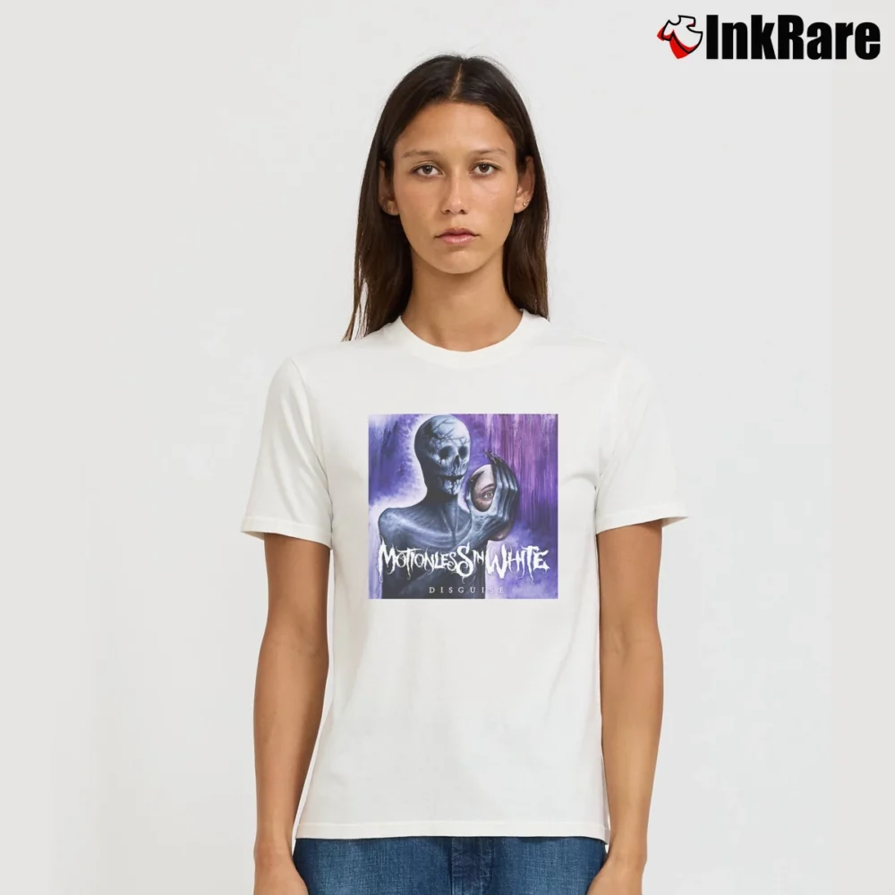 Women’s Motionless In White Disguise Signature T-Shirt in white | Soft, Flattering Fit