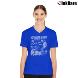 Women’s motionless in white graveyard shift metalcore band V-Neck Tee in royal blue | Chic Neckline, Soft Texture
