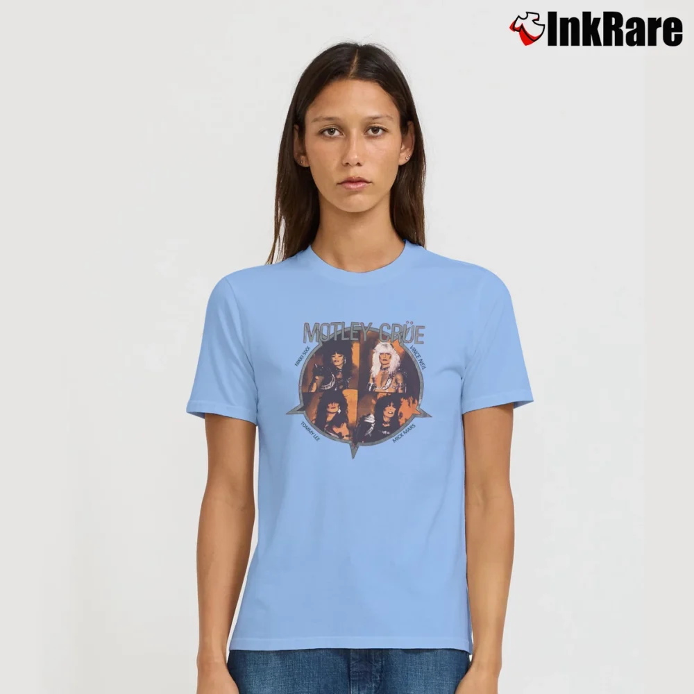 Women’s Motley Crue 1983 Shout Tour Signature T-Shirt in light blue | Soft, Flattering Fit