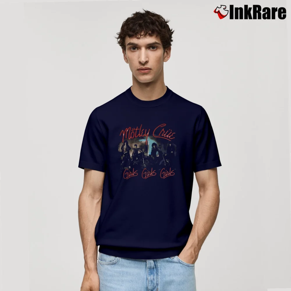 Men’s Motley Crue Girls Girls Girls Classic T-Shirt in navy | Soft, Breathable Everyday Wear