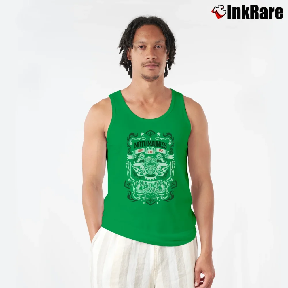 Men’s Moto Madness Graphic Tank Top in irish green | Breathable, Active-Friendly Design