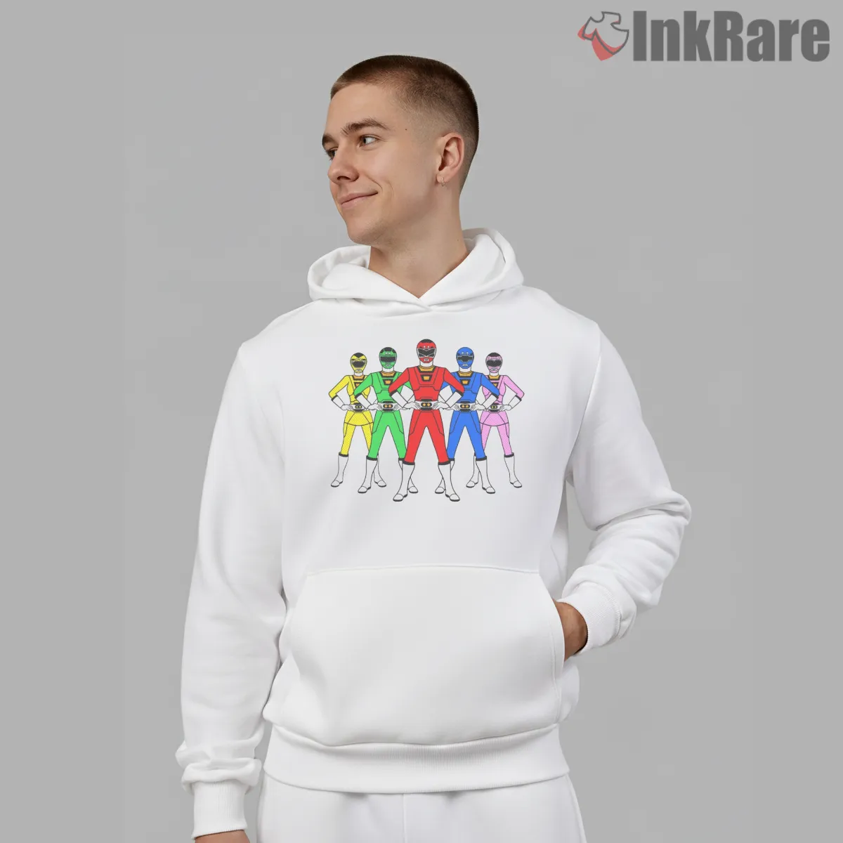 Motor Rangers Neon Dance Action Hoodie White Motor Rangers Neon Dance Action Shirt on white hoodie for men graphic tee
