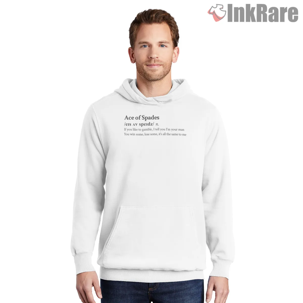 Motorhead Ace Of Spades Lyric Definition Quote Shirt on white hoodie for men graphic tee