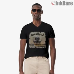 Motorhead Aftershock Vintage Shirt with desert Warpig artwork on black tee