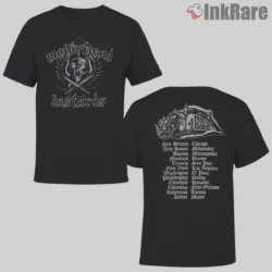 Motorhead Bastards Vintage Double Sided Shirt with crest front and tour list back