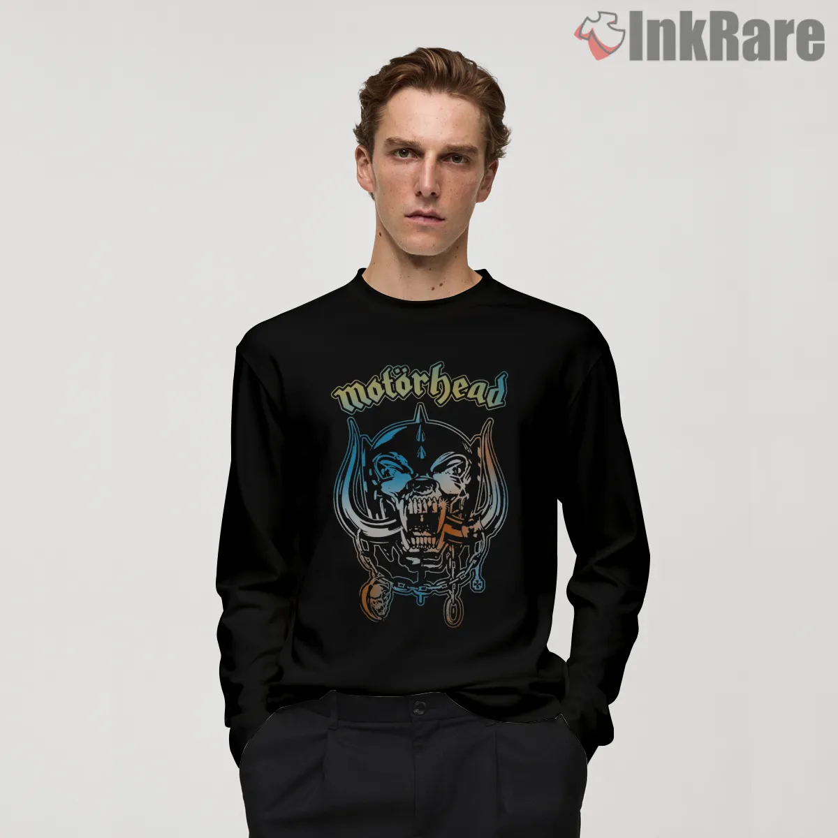 Motorhead Classic Warpig Chains Crest Nineties Long Sleeve Black Motorhead Classic Warpig Chains Crest Nineties Shirt on black long sleeve shirt for men graphic tee