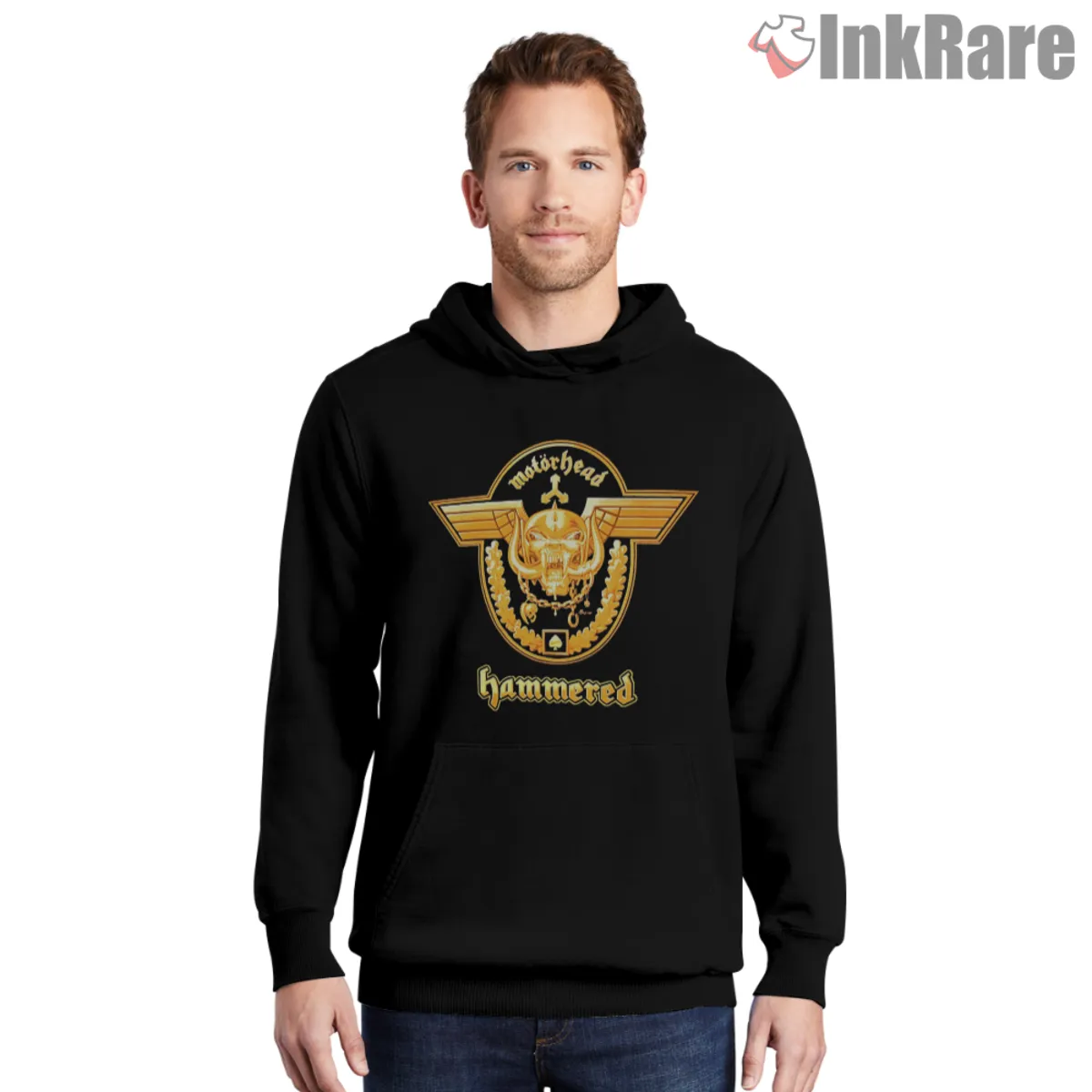 Motorhead Hammered Vintage design on black hoodie