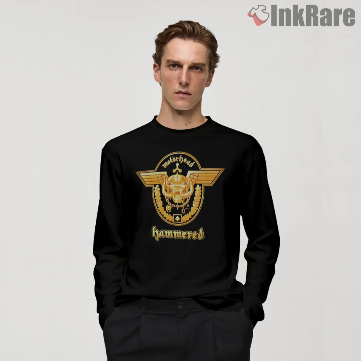 Long Sleeve Option Long sleeve Motorhead Hammered Vintage Shirt in black