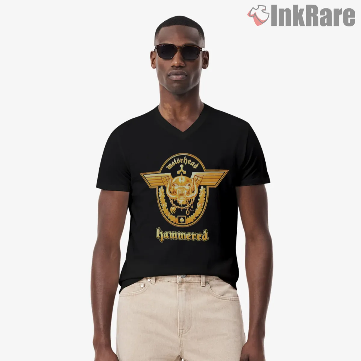 V-Neck Cut V-neck Motorhead Hammered Vintage Shirt