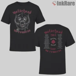 Motorhead No Remorse Vintage Double Sided Shirt front and back tour print on black