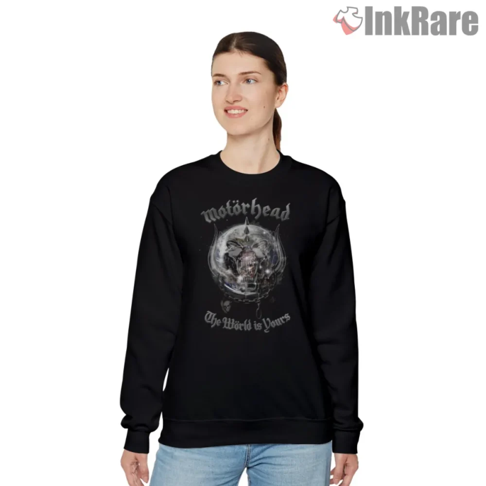 Motorhead The World Is Yours Vintage Shirt with lunar crest on black