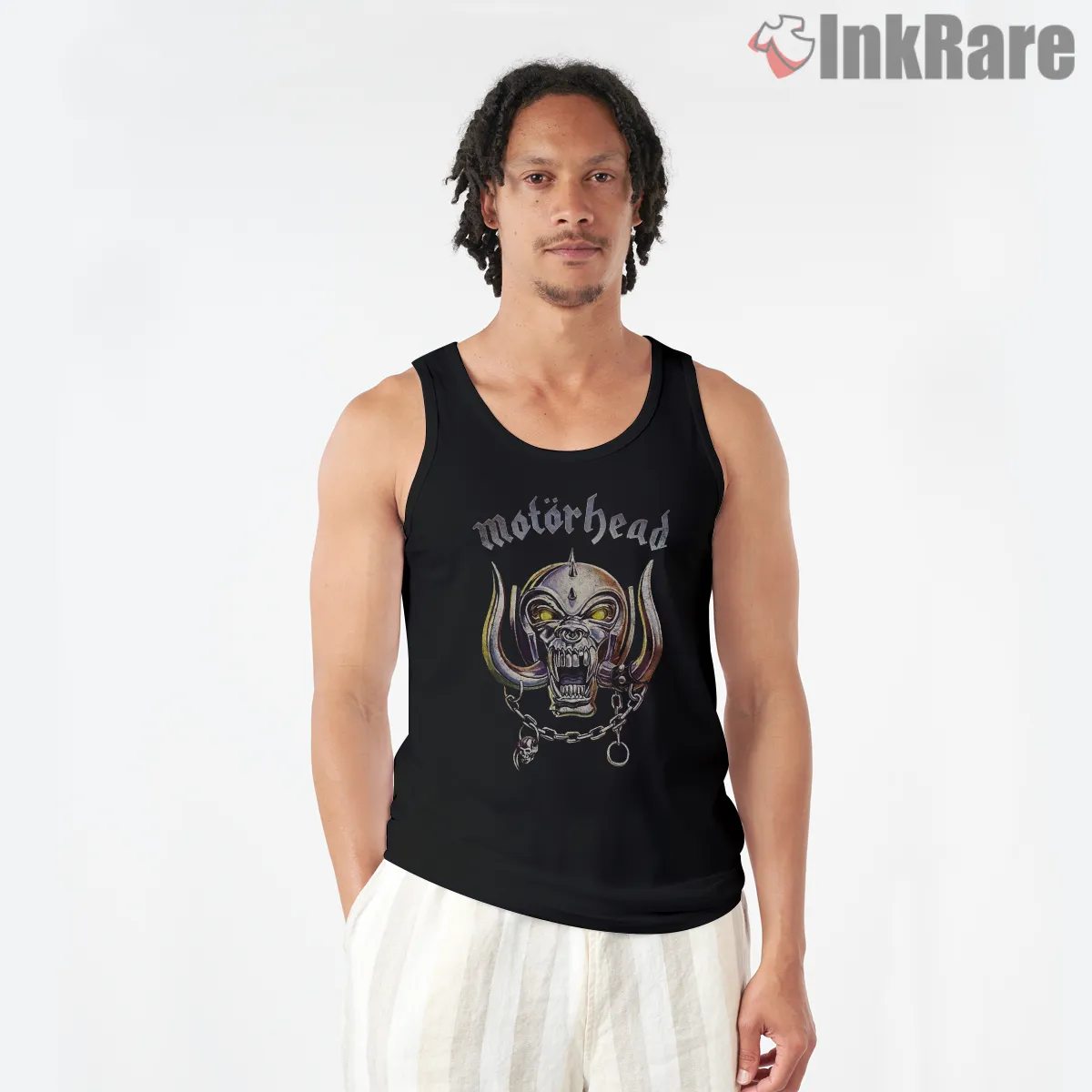 Motorhead Warpig Chrome Fangs Classic Emblem Tank Top Black Motorhead Warpig Chrome Fangs Classic Emblem Shirt on black tank top for men graphic tee