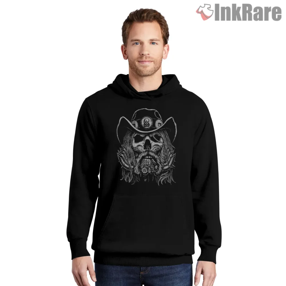 Motormouth Heavy Metal Skull Rider Tribute Shirt on black hoodie for men graphic tee