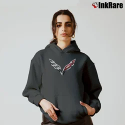 Women’s Motors Corvette Logo Cozy Hoodie in charcoal | Warm, Structured, Stylish