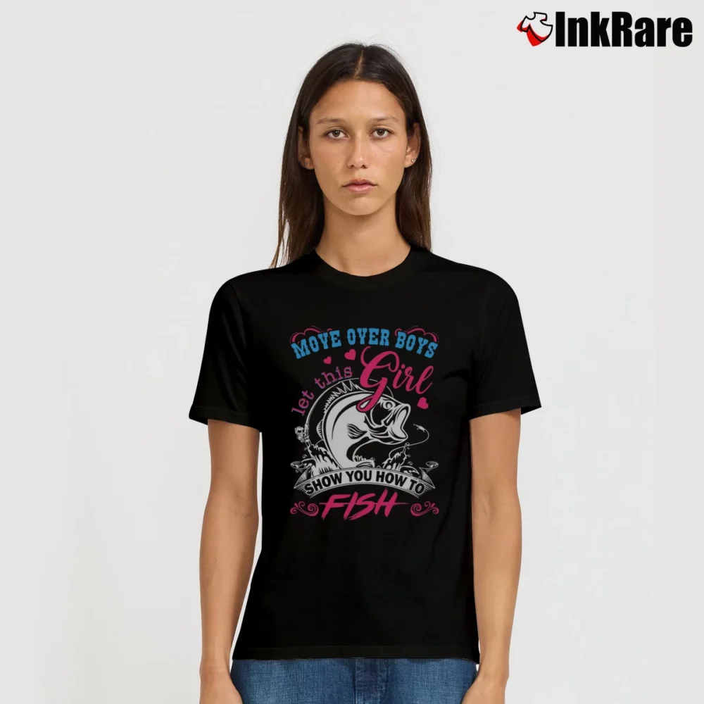 Women’s Move Over Boys This Girl Knows How To Fish Signature T-Shirt in black | Soft, Flattering Fit