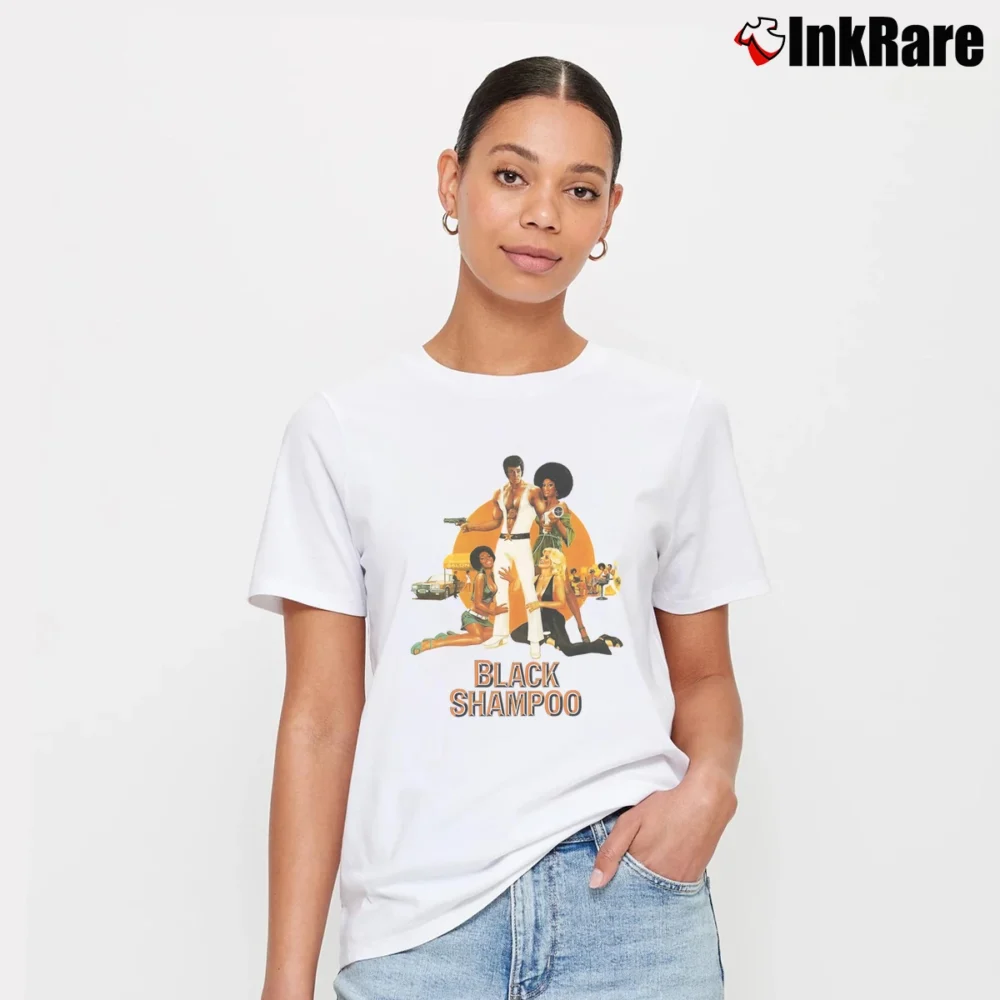 Women’s Movie Poster Black Shampoo 1976 Signature T-Shirt in white | Soft, Flattering Fit