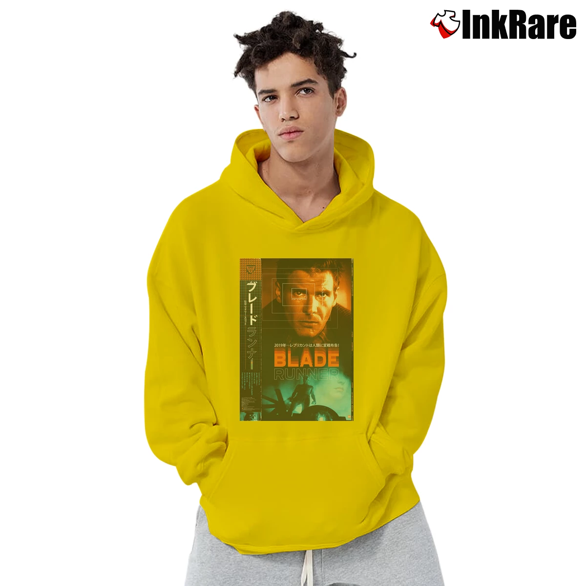 Movie Poster Japanese Blade Runner Men’s Pullover Hoodie in yellow – Ultimate Warmth Men’s Movie Poster Japanese Blade Runner Pullover Hoodie in yellow | Cozy, Durable, Modern Fit