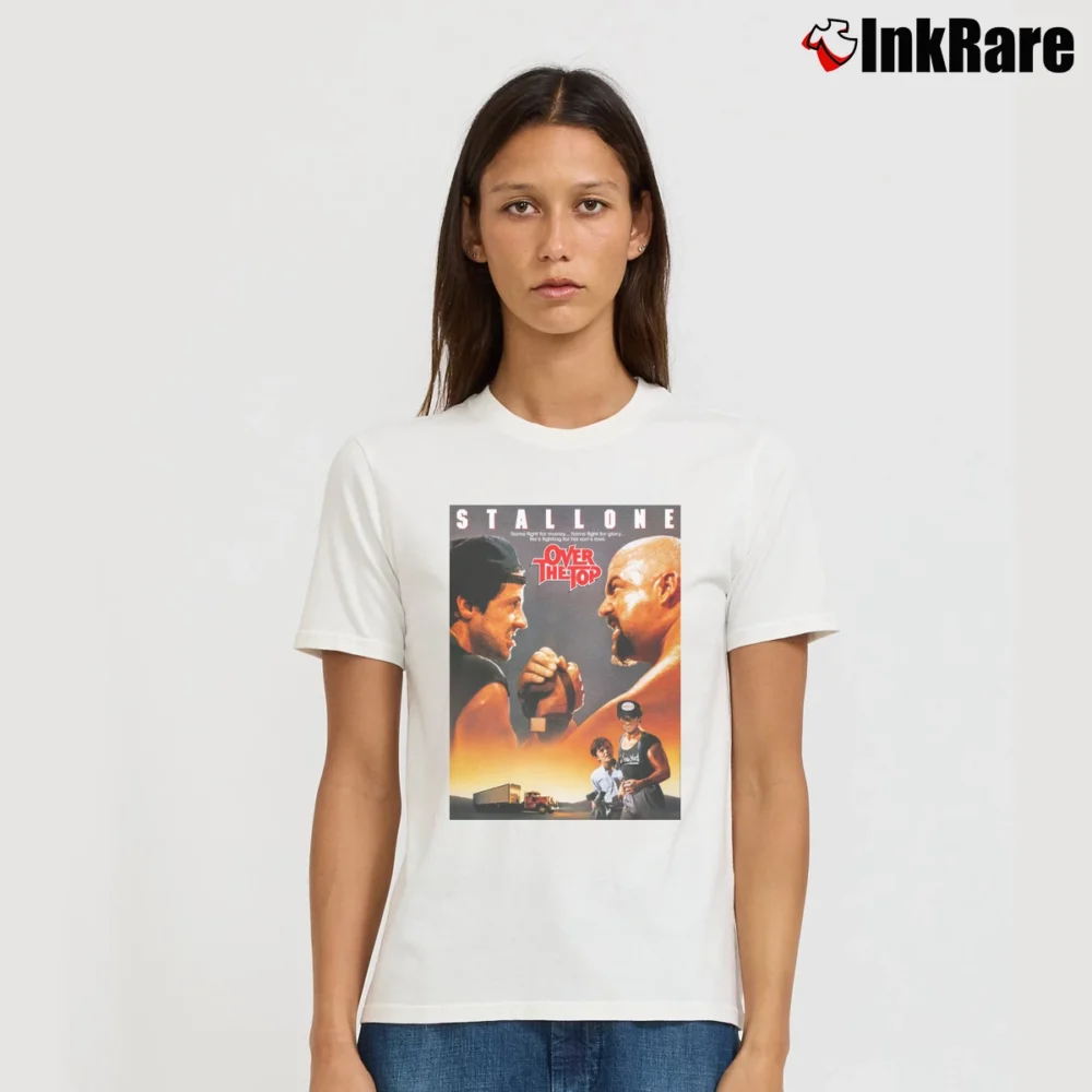 Women’s Movie Poster Stallone Over The Top Signature T-Shirt in white | Soft, Flattering Fit
