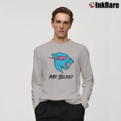Men’s Mr Beast Lightning Cat Long-Sleeve Shirt in sport grey | Sleek, Lightweight, Year-Round Wear