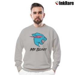 Men’s Mr Beast Lightning Cat Crewneck Sweatshirt in sport grey | Cozy Fabric, Clean Style
