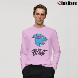 Men’s Mr Beast Logo Youtube Merch Long-Sleeve Shirt in light pink | Sleek, Lightweight, Year-Round Wear