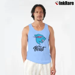 Men’s Mr Beast Logo Youtube Merch Tank Top in light blue | Breathable, Active-Friendly Design