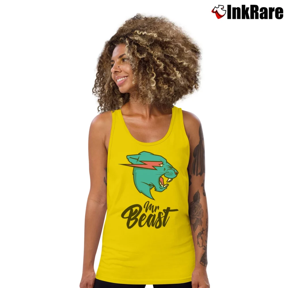 Women’s Mr Beast Logo Youtube Merch Tank Top in yellow | Lightweight, Movement-Friendly