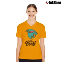 Women’s Mr Beast Logo Youtube Merch V-Neck Tee in orange | Chic Neckline, Soft Texture