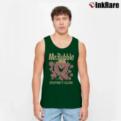 Men’s Mr. Bubble Bath Brand Clean Humor Tank Top in forest green | Breathable, Active-Friendly Design
