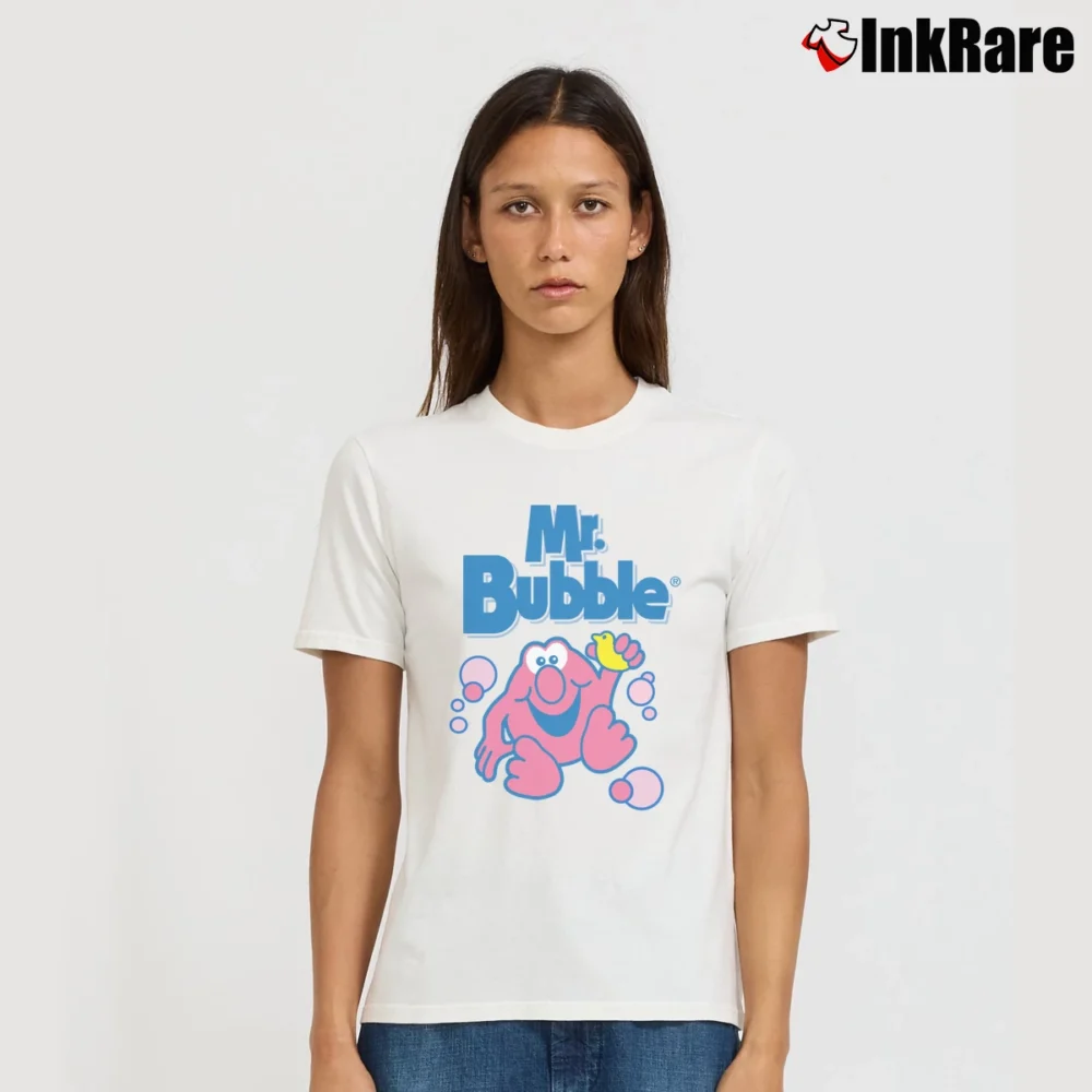 Women’s Mr Bubble Logo Work Sports Signature T-Shirt in white | Soft, Flattering Fit
