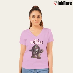 Women’s Mr. Bungle Easter Bunny Wrath Band V-Neck Tee in light pink | Chic Neckline, Soft Texture