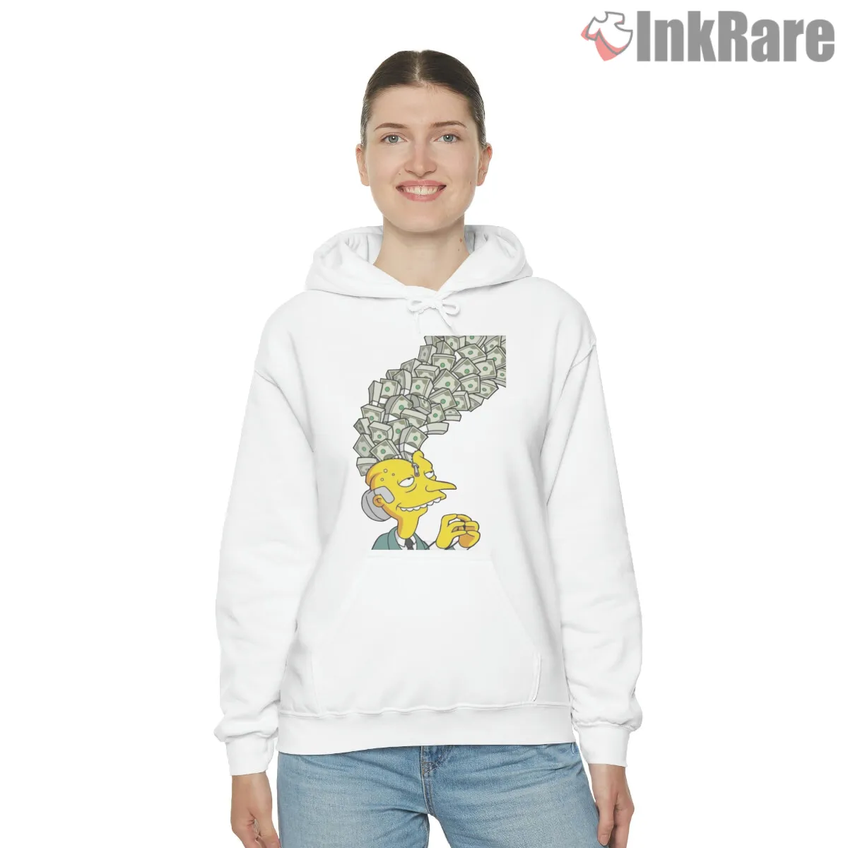 Mr Burns Money Brain Pop Art Greed Cartoon Hoodie White Mr Burns Money Brain Pop Art Greed Cartoon Shirt on white hoodie for women graphic tee