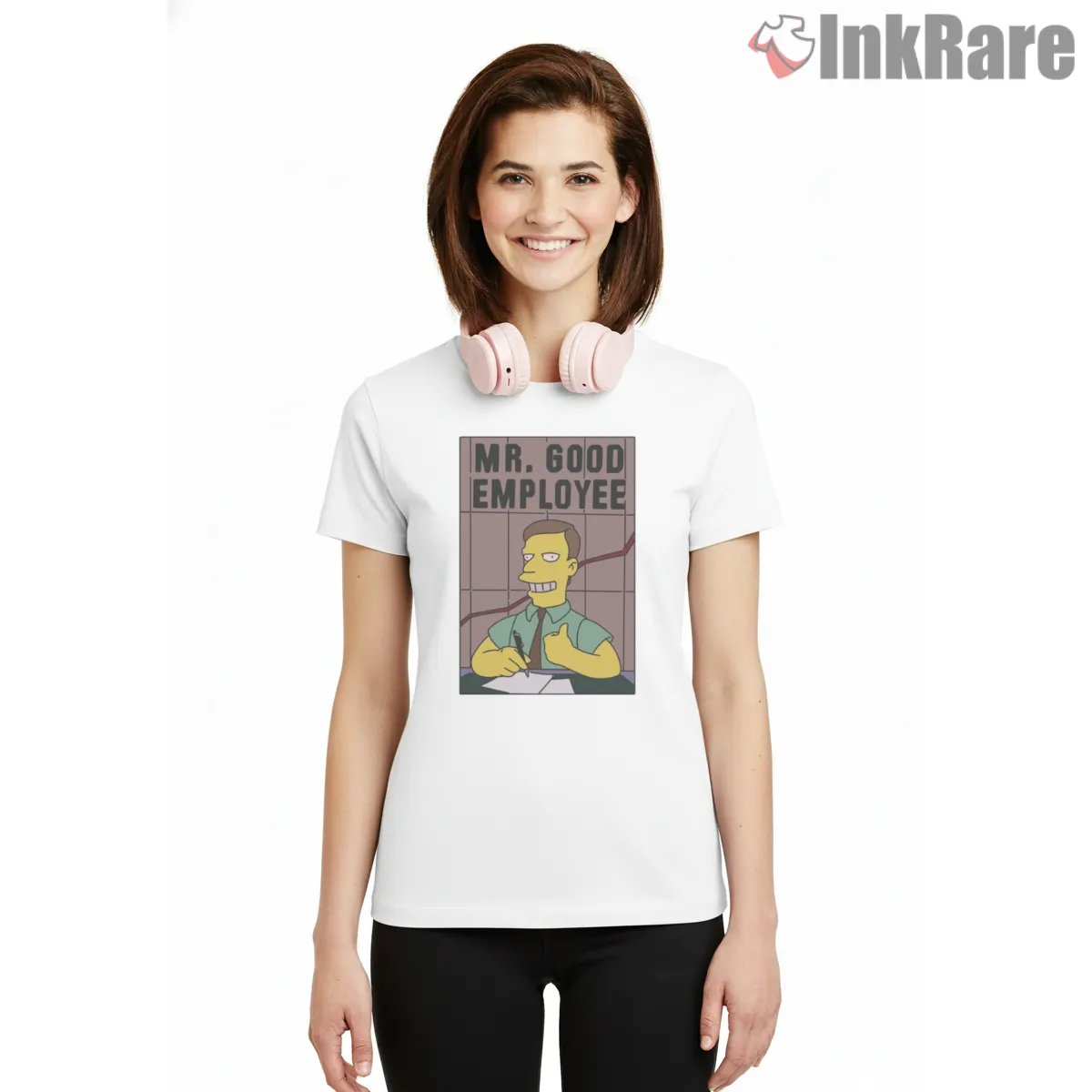 Mr Good Employee Simpsons Corporate Satire Cartoon Short Sleeve White Mr Good Employee Simpsons Corporate Satire Cartoon Shirt on white short sleeve shirt for women graphic tee