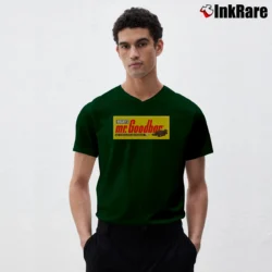Men’s Mr Goodbar Chocolate Peanuts Hershey's V-Neck Tee in forest green | Sharp, Breathable, Everyday Staple