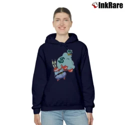 Women’s Mr Krabs Holding Bag Of Money With Spongebob Funny Cozy Hoodie in navy | Warm, Structured, Stylish