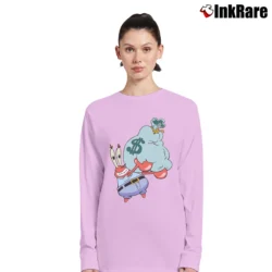 Women’s Mr Krabs Holding Bag Of Money With Spongebob Funny Long-Sleeve Top in light pink | Sleek, Versatile, All-Season